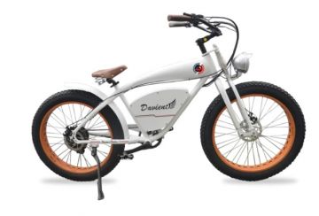 Demon Davient, Cruiser E-Bike, 48V, 26-In White with Orange Rims